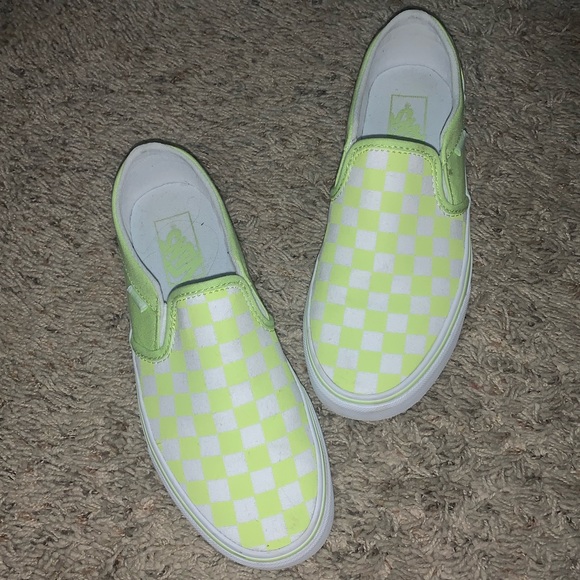 lime checkered vans